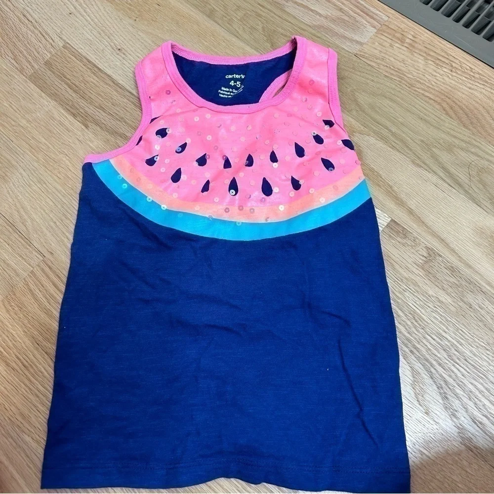 4T Girls Tank Short Sleeve Shirt Bundle Lot Watermelon Carter’s Gymboree Apple